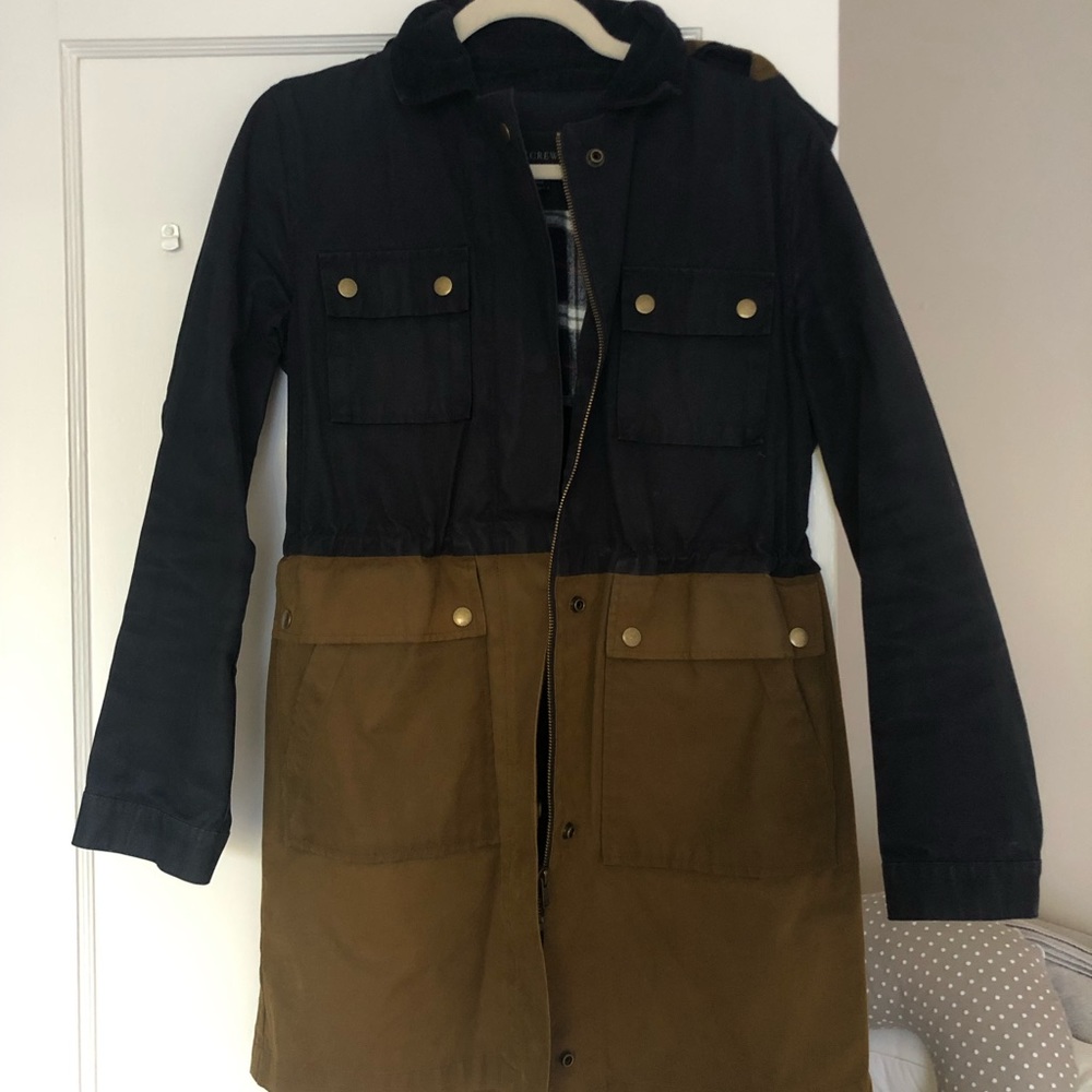 J.Crew Waxed Cotton Long Field Jacket, Size XXS